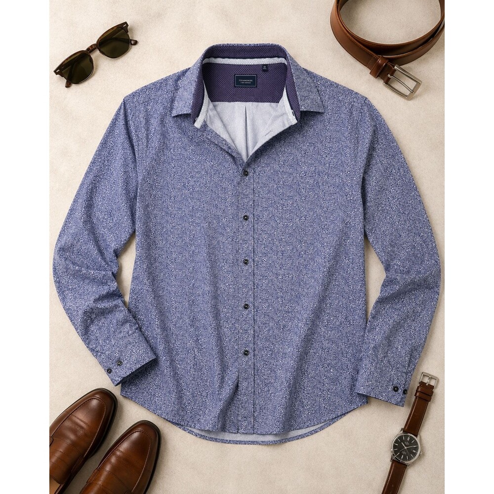 7 Diamonds 4-Way Stretch Men’s XXL Blue Floral Long Sleeve Button Down